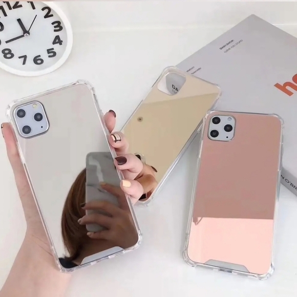 iPhone Case Mirrored Phone Cover Gold Silver 15 Pro 15 14 Pro 13 Pro - Picture 1 of 12
